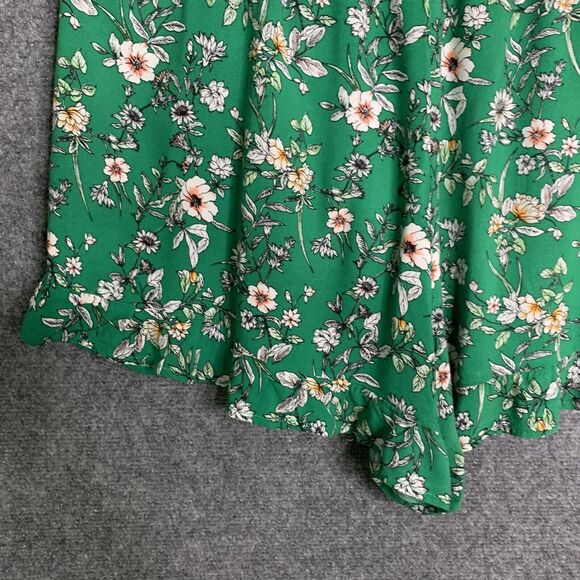 Forever 21 Kelly Green Floral Shorts Ruffle Hem Women 3X Rayon Pullon - Picture 7 of 11